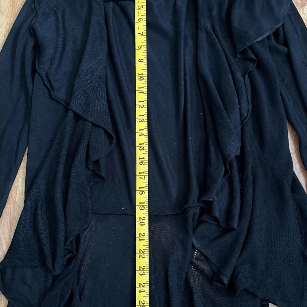 VGUC 100% Viscose open front cardigan. Ruffle details. Long sleeves. Black sz XS